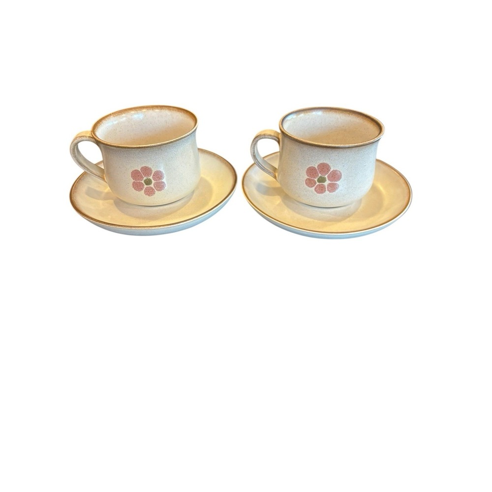 Denby Gypsy  Stoneware Mugs Cups Saucers (Set of 2)